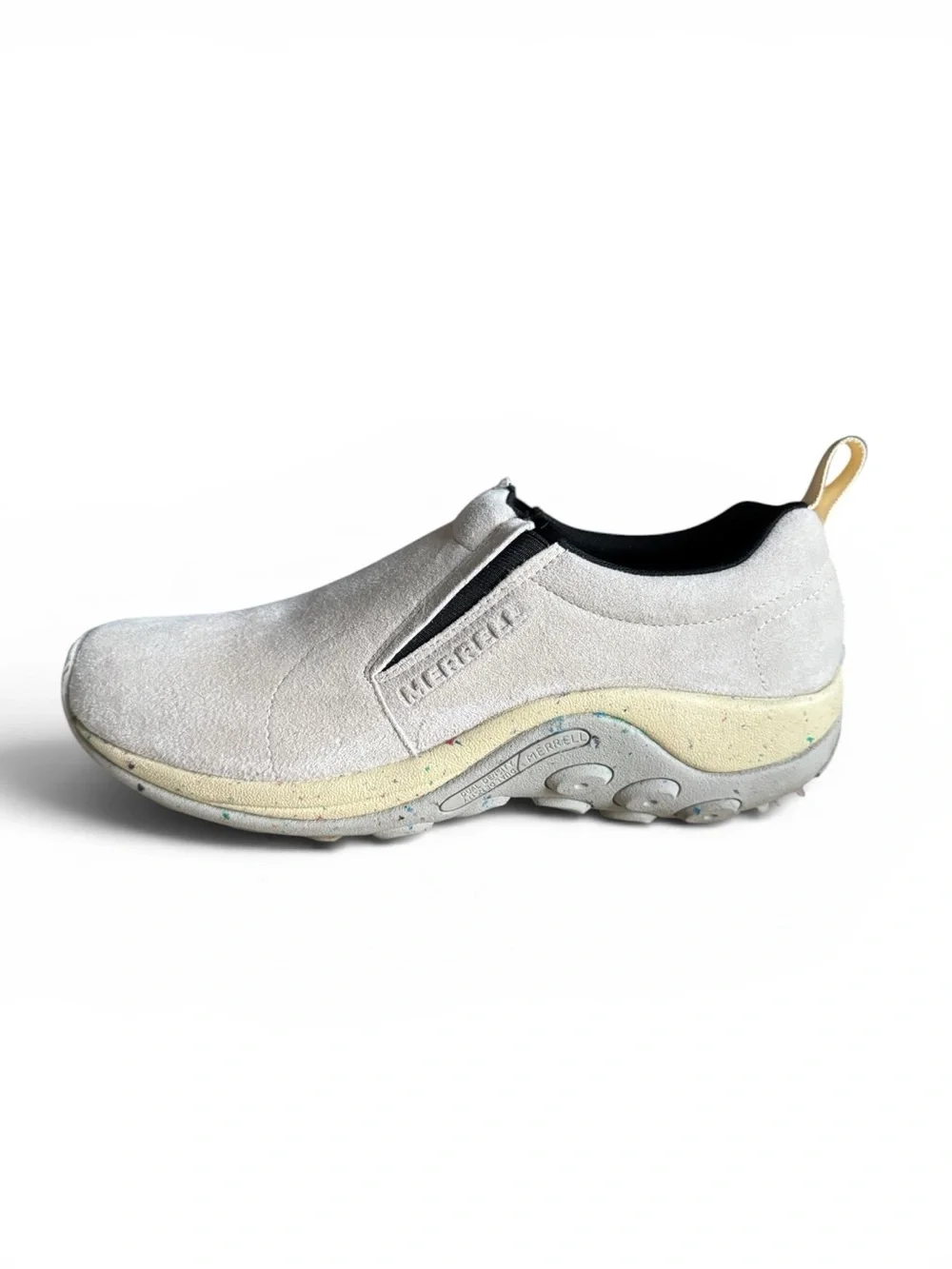Merrell Jungle Moc Slip-On Shoes Cream Suede Speckled Sole Men’s 10.5